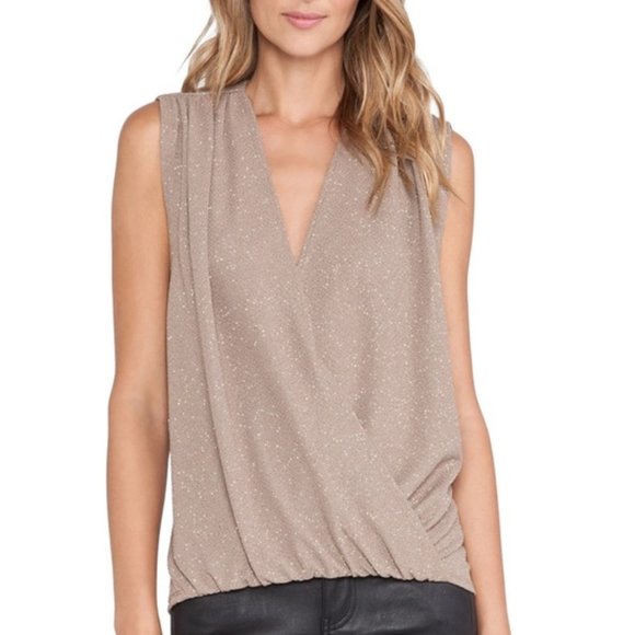 Alice + Olivia Tops - Alice + Olivia Lilah Top Metallic Taupe Large 8-10